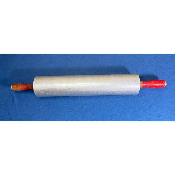 Unbranded Other - Vintage Aluminum Red Handle Rolling Pin 18" Shabby Chic